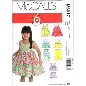 McCall's M6017 Girls 4 to 6 Top, Dress, Pants and Shorts Sewing Pattern New